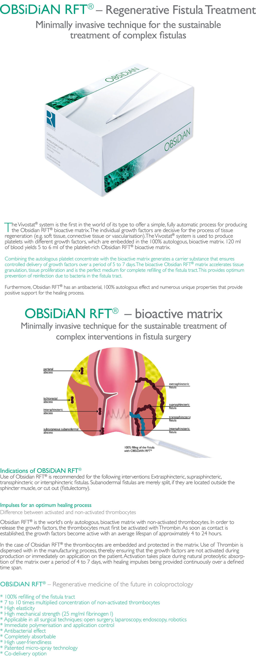 OBSiDiAN RFT® – Regenerative Fistula Treatment - Operating Room System